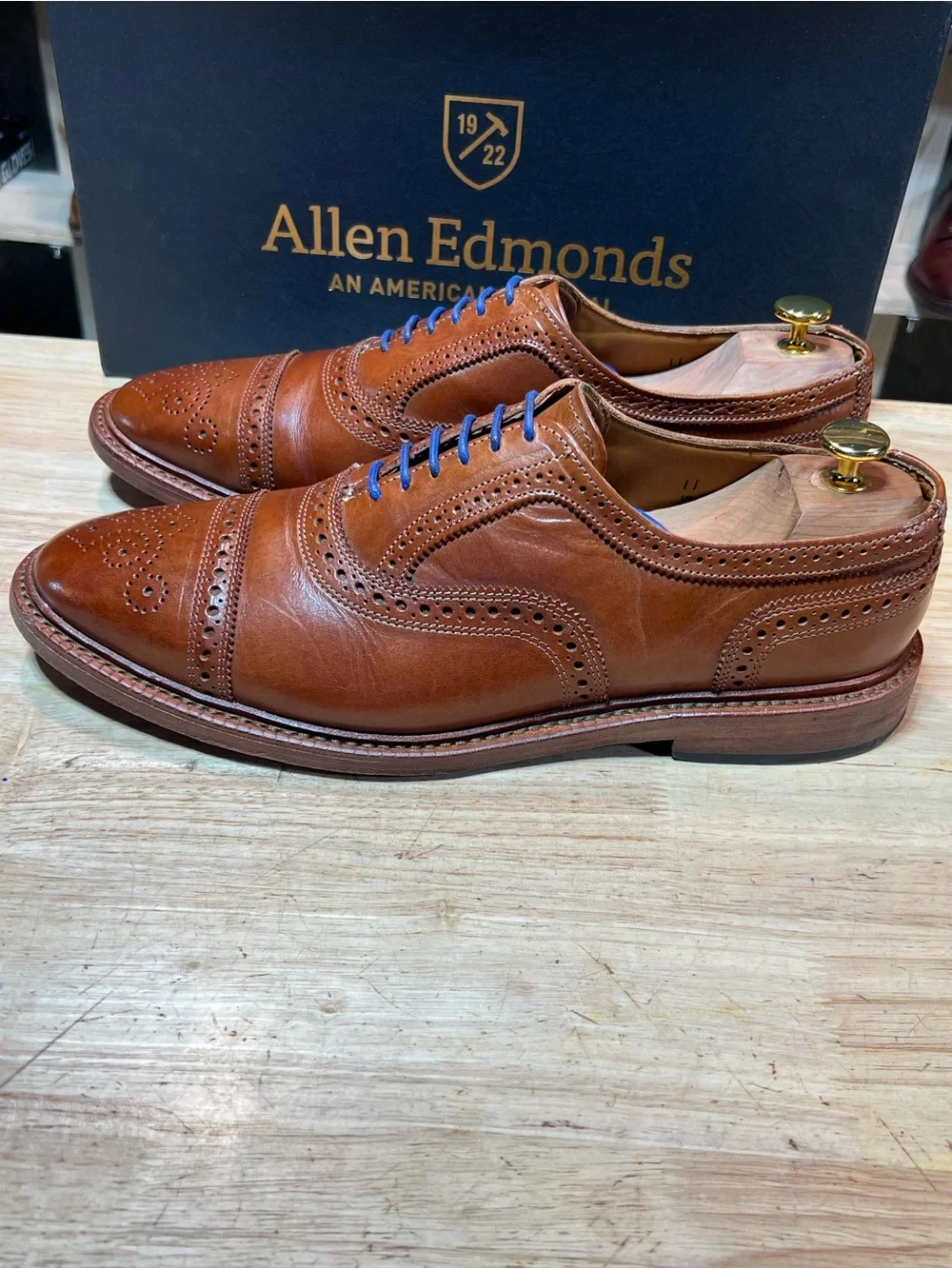 Allen Edmonds Elgin Men’s Leather Brogue Cap Toe Oxfords Sz 11D Made In USA 🇺🇸
